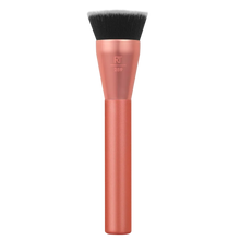 Load image into Gallery viewer, A pink Real Techniques Glow Round Base Makeup Brush with a flat-top head.