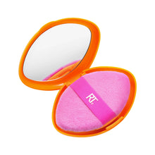 Load image into Gallery viewer, Real Techniques Miracle 2-in-1 Powder Puff with travel case and mirror, for applying powder or blending cream makeup on the go.