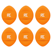 Load image into Gallery viewer, Three orange Real Techniques mini miracle concealer puffs with the RT logo on the front.