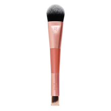 Load image into Gallery viewer, A dual-ended makeup brush with a pink handle and synthetic bristles, labeled with 'RT' and '1965'.
