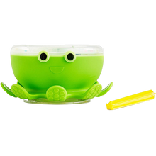 Load image into Gallery viewer, A green Munchkin Octodrum 3-in-1 musical bath toy designed to look like an octopus with a drumstick, floating in water.