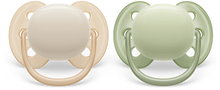 Load image into Gallery viewer, Philips Avent Soother Ultra Soft 0-6M Boy Green / Neutral 2PC SCF091/05