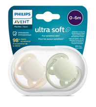 Load image into Gallery viewer, Philips Avent Soother Ultra Soft 0-6M Boy Green / Neutral 2PC SCF091/05