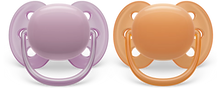 Load image into Gallery viewer, Philips Avent Soother Ultra Soft 6-18M Girl Purple/Orange 2PC SCF091/33