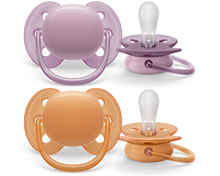 Load image into Gallery viewer, Philips Avent Soother Ultra Soft 6-18M Girl Purple/Orange 2PC SCF091/33