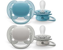 Load image into Gallery viewer, Philips Avent Soother Ultra Soft 6-18M Boy Blue / Gray 2pcs SCF091/17