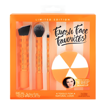 Load image into Gallery viewer, Makeup brush set with a round applicator in an orange packaging, featuring 'Real Techniques' branding.