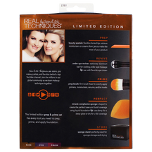 Load image into Gallery viewer, Real Techniques makeup brush set packaging with product details and images of brushes.