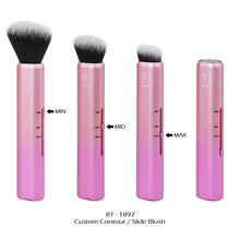 Load image into Gallery viewer, Set of makeup brushes with pink handles and black bristles, labeled with measurement indicators.