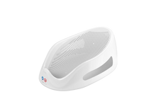 Load image into Gallery viewer, A standalone white Angelcare ergonomic bath support for babies, featuring a perforated seat for water drainage and easy cleaning.