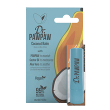 Load image into Gallery viewer,  Dr.PAWPAW Coconut Lip Balm Stick in full packaging with tropical coconut design