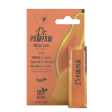 Load image into Gallery viewer, Packaged Dr.PAWPAW Mango Lip Balm Stick showing tropical-themed box