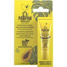 Load image into Gallery viewer, Dr. PAWPAW Original Clear Lip Balm 10ml with original yellow packaging, featuring a fragrance-free, vegan formula with natural pawpaw.