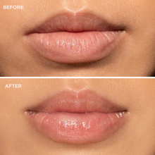 Load image into Gallery viewer, Before and after close-up showing shimmer effect of Dr.PAWPAW Shimmer Balm on lips.