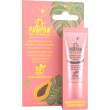 Load image into Gallery viewer, Dr. PAWPAW Tinted Peach Pink Lip Balm 10ml displayed with its original pink packaging, featuring a 98% natural, vegan formula with pawpaw for hydrating lips and cheeks.