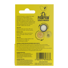 Load image into Gallery viewer, Dr.PAWPAW Scrub & Nourish product packaging showing stackable pot and benefits