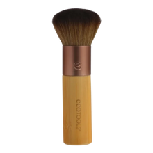 Load image into Gallery viewer, Upright front view of the EcoTools domed bronzer makeup brush featuring the brand logo on the bamboo handle.