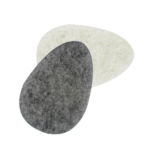 Load image into Gallery viewer, Overlapping pair of EcoTools light green citrus-infused and grey tea tree-infused facial exfoliating sponges.
