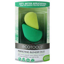 Load image into Gallery viewer, EcoTools Perfecting Blender Duo packaging. Contains 2 unique sponges for 50% better application of liquid and cream makeup, made with EcoFoam Technology.