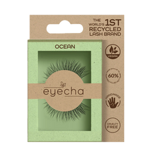 Load image into Gallery viewer, Eco packaging of Eyecha Lightening Ocean Vegan Lashes, 60% recycled material, cruelty-free, vegan false lashes.