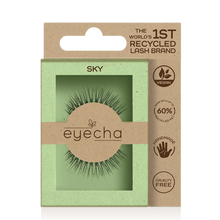 Load image into Gallery viewer, Eco-friendly Eyecha Lightening Sky vegan lashes packaging with natural recyclable materials and minimal design