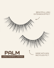 Load image into Gallery viewer, Eyecha Palm Lengthening False Lashes showing a lash-extension effect