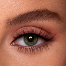 Load image into Gallery viewer, Close-up of Eyecha Press-On Summer Lash on eye with natural curl and volume, perfect lightweight vegan lashes for daily makeup