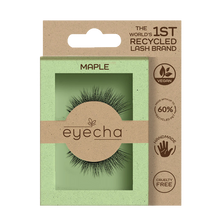 Load image into Gallery viewer, Eco-friendly Eyecha Maple vegan lashes in recyclable packaging made with 60% recycled materials.