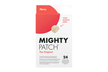 Load image into Gallery viewer, Close-up of the Hero Mighty Patch The Original box, advertising 24 hydrocolloid patches for absorbing pimple gunk overnight.