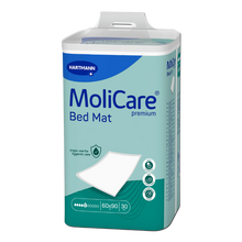 Load image into Gallery viewer, Hartmann MoliCare Premium single-use disposable bed mats size 40x60 cm pack of 30 pieces for hygienic surface protection.