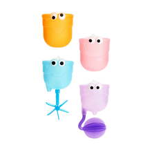 Load image into Gallery viewer, Colorful Munchkin Falls bath toy with four stackable cups in orange, pink, blue, and purple.