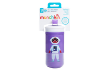 Load image into Gallery viewer, Munchkin Twisty bite-proof sippy cup in purple with an astronaut character design, 9oz and spill-proof, ideal for toddlers 18 months and up.