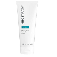Load image into Gallery viewer, NEOSTRATA RESTORE Bionic Lotion tube (200 mL), showing the name and key ingredient 15% PHA, a soothing moisturizer for face and body.