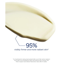 Load image into Gallery viewer, A close-up texture swatch of creamy, light-yellow NeoStrata Matrix Support. Blue text overlay states that 95% of participants noted visibly firmer and more radiant skin after 16 weeks of using the full Skin Active regimen.
