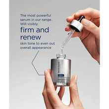 Load image into Gallery viewer, Hands holding a bottle of NeoStrata Skin Active Tri-Therapy Lifting Serum with a glass dropper dispensing clear serum.