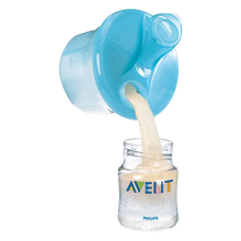 Load image into Gallery viewer, Philips Avent Milk Powder Dispenser pouring pre-measured baby formula into a feeding bottle