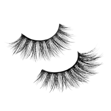 Load image into Gallery viewer, Pinky Goat ARWA false lashes close-up showing long, wispy fibers and flexible dark band.