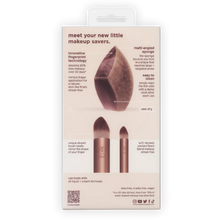 Load image into Gallery viewer, Real Techniques Makeupsaver Sponge and Brush Trio back of packaging highlighting features and benefits