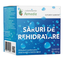 Load image into Gallery viewer, Box of Laboratoarele Remedia Oral Rehydration Salts, a food supplement containing 20 sachets of powder with natural sweetener for making a drinking solution.