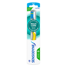 Load image into Gallery viewer, Sensodyne Multi Care Soft Toothbrush in yellow with flexible neck and soft bristles for all-round effective cleaning.
