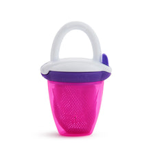 Load image into Gallery viewer, Munchkin Deluxe Fresh Food Feeder in pink, showing the mesh bag and handle without the snap-tight cover.
