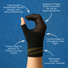 Load image into Gallery viewer, Uriel Carpal Tunnel Night Mitten medical wrist brace, designed for nighttime stabilization and relief from carpal tunnel syndrome, featuring a soft padded design for comfort during sleep.