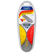 Load image into Gallery viewer, Uriel EasyFit adjustable arch support shoe insoles in clear blister packaging with yellow and red arch inserts.