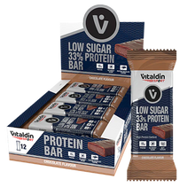 Load image into Gallery viewer, A box of 12 Vitaldin Chocolate-flavoured energy bars.
