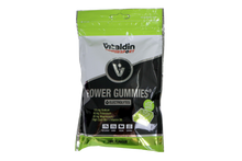 Load image into Gallery viewer, Packaging for Vitaldin Sport Power Gummies, a vegan electrolyte supplement in lime flavour with 120mg Sodium, 90mg Potassium, 20mg Magnesium, and Vitamin B6 for high-carb replenishment.
