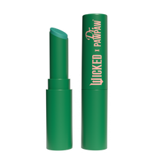 Load image into Gallery viewer, WICKED x Dr.PAWPAW Enchanting Lip Balm in green tube with bullet exposed.
