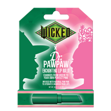 Load image into Gallery viewer, Wicked x Dr. Pawpaw lip balm packaging with green and pink design.