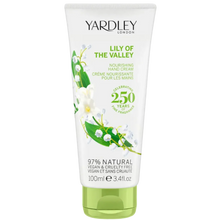 Load image into Gallery viewer, Yardley London Lily of the Valley Nourishing Hand Cream (100ml), a vegan and cruelty-free hand moisturizer formulated with 97% natural ingredients, featuring a classic white floral scent.