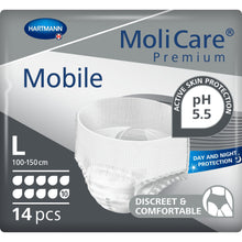 Load image into Gallery viewer, A pack of MoliCare Premium Mobile Adult Nappies (large). 10 Drops for the ultimate protection.