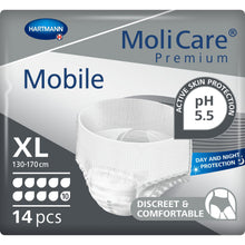 Load image into Gallery viewer, A pack of MoliCare Premium Mobile Adult Nappies (XL). 10 Drops for complete protection.